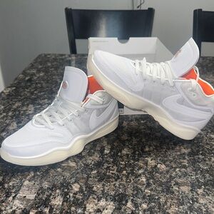 Nike Men's White and Orange AIR ZOOM GT HUSTLE 2